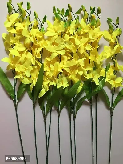 Artificial Orchid  flower Combo Stems for Home Decor pack of 10 Sticks Yellow