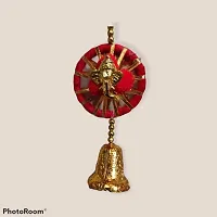 Handmade Wall Door Red Pom Pom String with Golden Beads, Ganesha Heads, Hanging Torans Garland Bandhwar Decoration Item for Home Deacute;cor Diwali Festival, Navratri, Wedding (8 inch 6 Strings)-thumb1