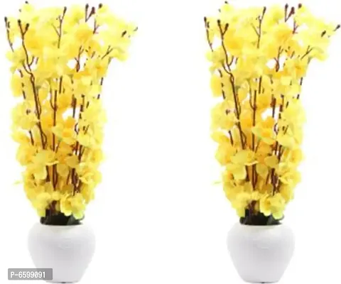Nutts Artificial Cherry  Blossom Flowers with Pot ( Pack of 2)-thumb0