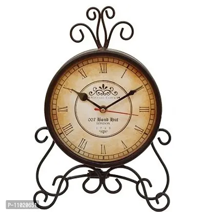 Nutts Analog Metal Circular Table Clock Antique Clock  for Home, Office Unique-thumb0