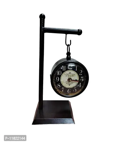 Nutts Analog Metal Circular Stand Table Clock Antique Clock with Stand for Home, Office (4 INC DIAL )-thumb0