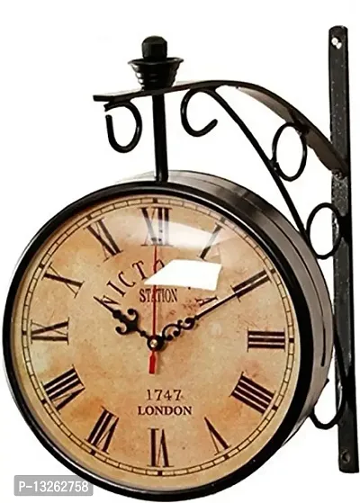 Nutts Antique Iron Inch Victoria Station Clock London Vintage Wall Clock Retro Wall Clock Double Sided Wall Clock Antique Clock( Color , 8 INCH)