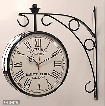 Nutts Antique Iron Inch Victoria Station Clock London Vintage Wall Clock Retro Wall Clock Double Sided Wall Clock Antique Clock ( WHITE * INCH)