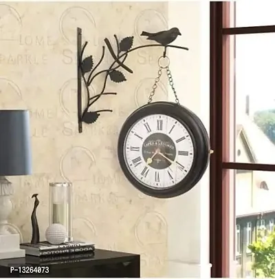 Black Iron Victoria Station Clock London Retro Bird Wall Clock Double Sided Wall Clock Antique Clock (8 Inch) (Cafe)