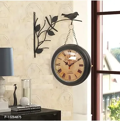 Black Iron Victoria Station Clock London Retro Bird Wall Clock Double Sided Wall Clock Antique Clock(Color)