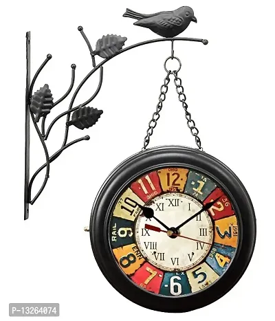 Black Iron 10 Inch Victoria Station Clock London Vintage Wall Clock Retro Bird Wall Clock Double Sided Wall Clock Antique Clock (8 Inch) (Multi))