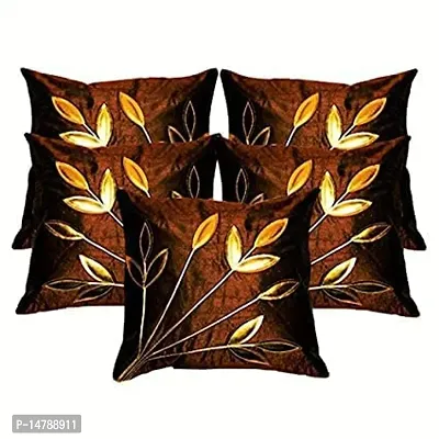 Nutts Square Decorative Velvet Cushion Cover Set/Throw Pillow Set for Sofa, Bedroom, 16x16 inch 5 Piece-thumb0