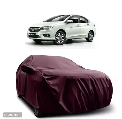 MADAFIYA Water Resistant  Dust Proof  Car Body Cover for Honda City All Weather UV Proof  Car Body Cover Maroon with Mirror Pockets