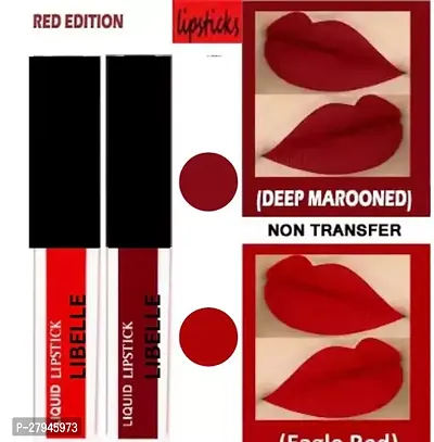 LIBELLE Non Transfer Professionally Longlasting Liquid Lipstick Combo Set Of 2 pc red maroon Pack of 2-thumb0