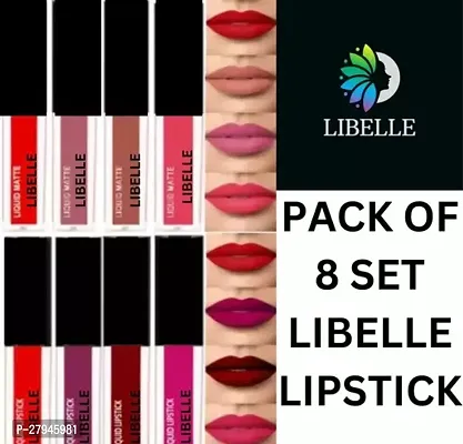 LIBELLE Waterproof Longlast SensationaL Liquid Matte Mini Lipsticks Combo Of 8 NUD And RED EDITION 32 ml Pack of 8