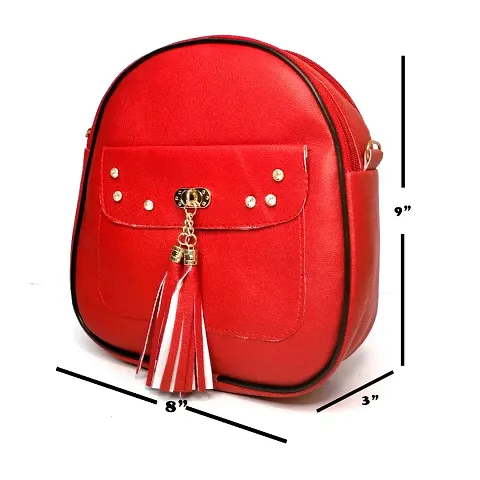 Cute Style Female Office School and Collage Student Anti Thief School Bags Backpack Girls Daily Backpack and Slingbag (Red) Rs 395