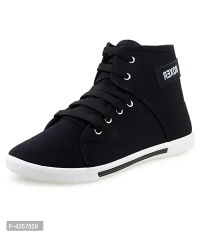 LOOK  ME  Trending Sneakers For Men's Casual Boxer Shoes Black High Tops For Men  (Black)-thumb0