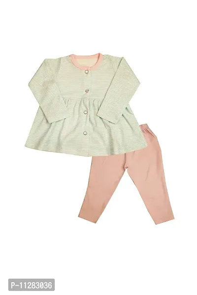 KIDZVILLA Baby Girl Full Sleeve Printed Front Open Frock/Dress with Legging_DESIGN-10_12-18 MNTS-thumb0