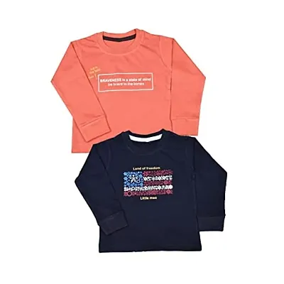 KIDZVILLA Baby Boys  Girls Cotton Printed Fullsleeve T-Shirt (Pack of 2)