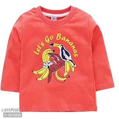 KIDZVILLA Unisex Baby Cotton Banana & Bird Graphic Print Full Sleeves Round Neck T-Shirt/Tees/Vest Pack of 2 (18-24) (Green+ Orange)-thumb3
