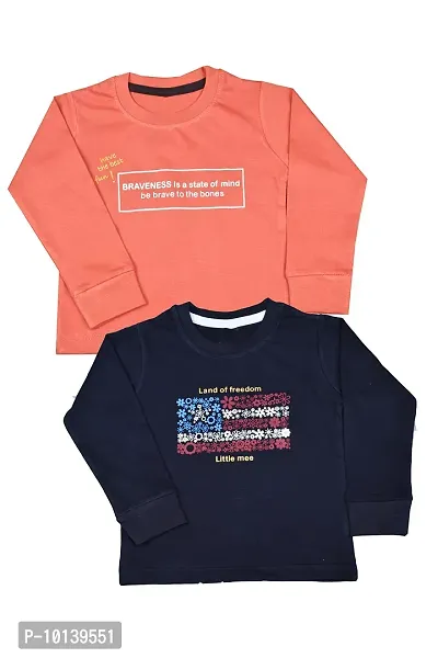 KIDZVILLA Baby Boys & Girls Cotton Printed Fullsleeve T-Shirt (Pack of 2) (Style 6) (18-24 Month)-thumb0