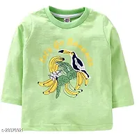 KIDZVILLA Unisex Baby Cotton Banana & Bird Graphic Print Full Sleeves Round Neck T-Shirt/Tees/Vest Pack of 2 (18-24) (Green+ Orange)-thumb1