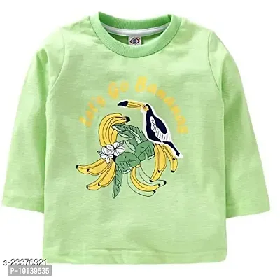 KIDZVILLA Unisex Baby Cotton Banana & Bird Graphic Print Full Sleeves Round Neck T-Shirt/Tees/Vest Pack of 2 (18-24) (Green+ Orange)-thumb2