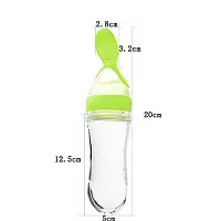 KIDZVILLA Kidzvilla Feeding Spoon with Squeezy Food Grade Silicone Feeder Bottle, for Infant Baby, 90ml, BPA Free (Random Color/90 ml)-thumb1