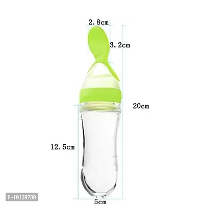 KIDZVILLA Kidzvilla Feeding Spoon with Squeezy Food Grade Silicone Feeder Bottle, for Infant Baby, 90ml, BPA Free (Random Color/90 ml)-thumb2
