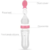 KIDZVILLA Kidzvilla Feeding Spoon with Squeezy Food Grade Silicone Feeder Bottle, for Infant Baby, 90ml, BPA Free (Random Color/90 ml)-thumb2