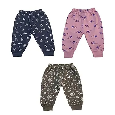 KIDZVILLA Unisex Baby's Cotton Printed Rib Pyjama (Multicolour , 9-12 months ) - Pack of 3