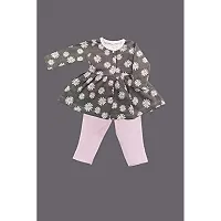 KIDZVILLA Baby Girl Full Sleeve Printed Front Open Frock/Dress with Legging/Pajami_Style 4_3-6 MNTS-thumb1