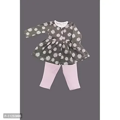 KIDZVILLA Baby Girl Full Sleeve Printed Front Open Frock/Dress with Legging/Pajami_Style 4_3-6 MNTS-thumb2