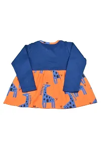 KIDZVILLA Baby Girl Full Sleeve Printed Front Open Knee Length Summer Wear Frock/Dress with Legging (6-12 Months, Design-9)-thumb2