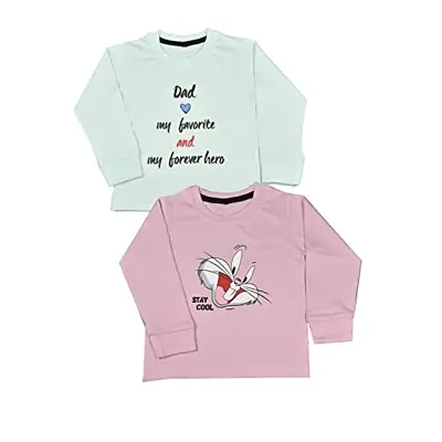 KIDZVILLA Baby Boys  Girls Cotton Printed Fullsleeve T-Shirt (Pack of 2)