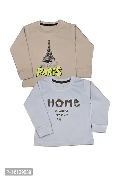 KIDZVILLA Baby Boys & Girls Cotton Printed Fullsleeve T-Shirt (Pack of 2) (Style 3) (12-18 Month)-thumb0
