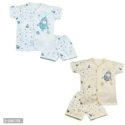 Kidzvilla Cotton Printed Summer Suits for Unisex Baby-thumb0