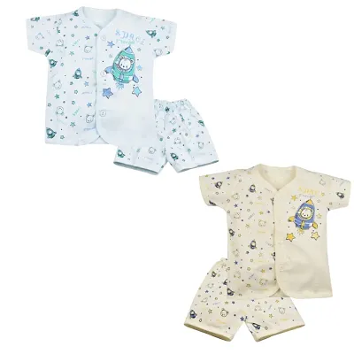 Kidzvilla Cotton Printed Summer Suits for Unisex Baby