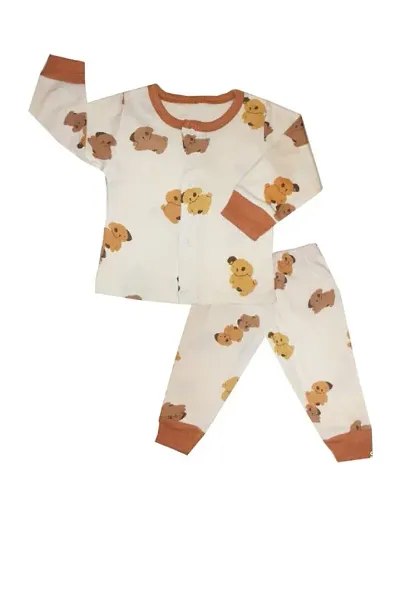 Classic Cotton Printed Top and Bottom Set for Unisex Kids