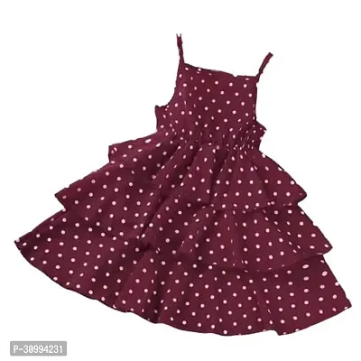 Fabulous Maroon Cotton Printed Dress For Girls-thumb0