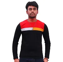 Men's Stylish Cotton Striped Tshirt Black-thumb1