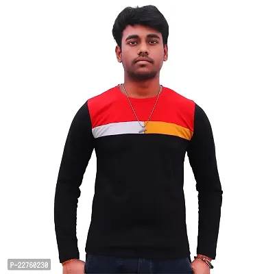 Men's Stylish Cotton Striped Tshirt Black-thumb2