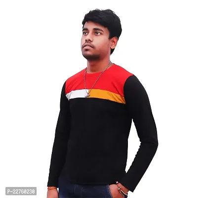 Men's Stylish Cotton Striped Tshirt Black