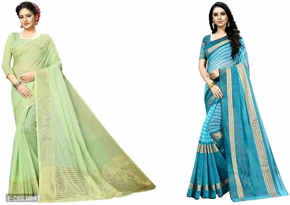 Stylish Fancy Art Silk Saree With Blouse Piece Combo For Women Pack Of 2-thumb0