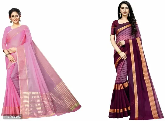 Stylish Fancy Art Silk Saree With Blouse Piece For Women Pack Of 2-thumb0