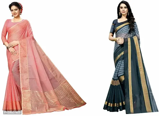 Stylish Fancy Art Silk Saree With Blouse Piece Combo For Women Pack Of 2-thumb0