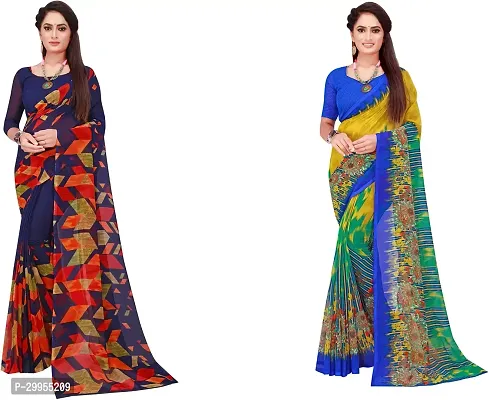 Stylish Fancy Georgette Saree With Blouse Piece For Women Pack Of 2