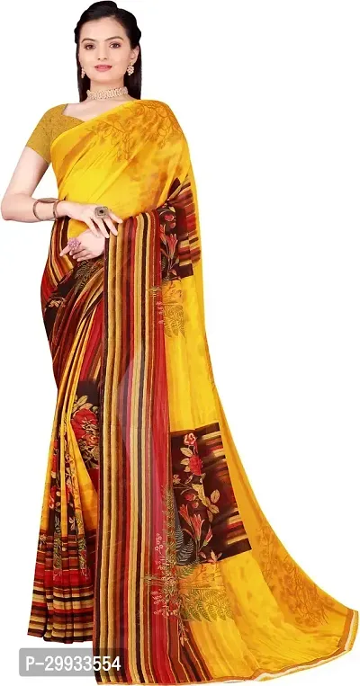 Stylish Fancy Georgette Saree With Blouse Piece For Women-thumb0