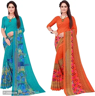 Stylish Fancy Georgette Saree With Blouse Piece For Women Pack Of 2-thumb0