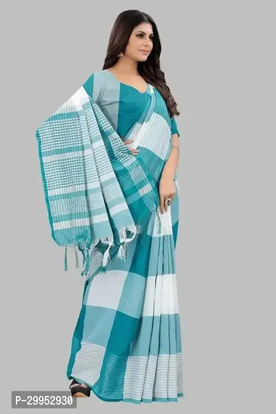 Stylish Fancy Silk Blend Saree With Blouse Piece For Women-thumb2
