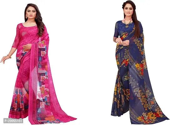 Stylish Fancy Georgette Saree With Blouse Piece For Women Pack Of 2