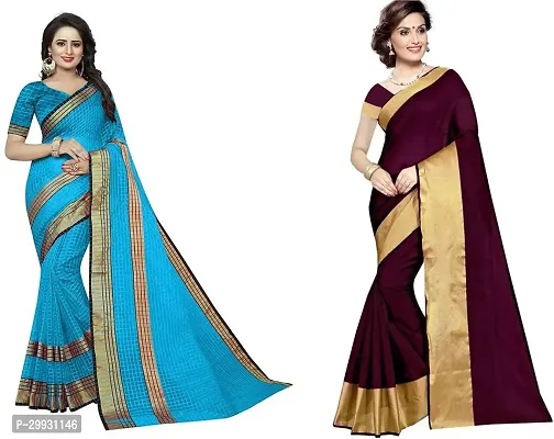 Stylish Fancy Georgette Saree With Blouse Piece Combo For Women Pack Of 2-thumb0