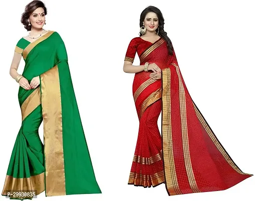 Stylish Fancy Georgette Saree With Blouse Piece Combo For Women Pack Of 2-thumb0