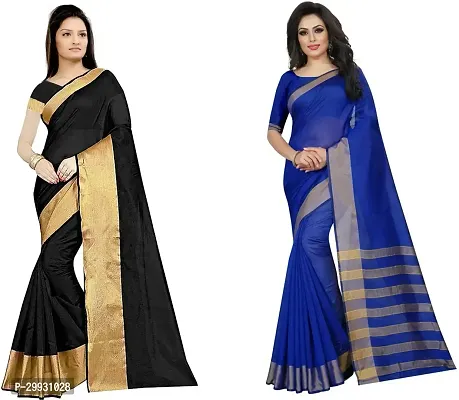 Stylish Fancy Georgette Saree With Blouse Piece Combo For Women Pack Of 2-thumb0