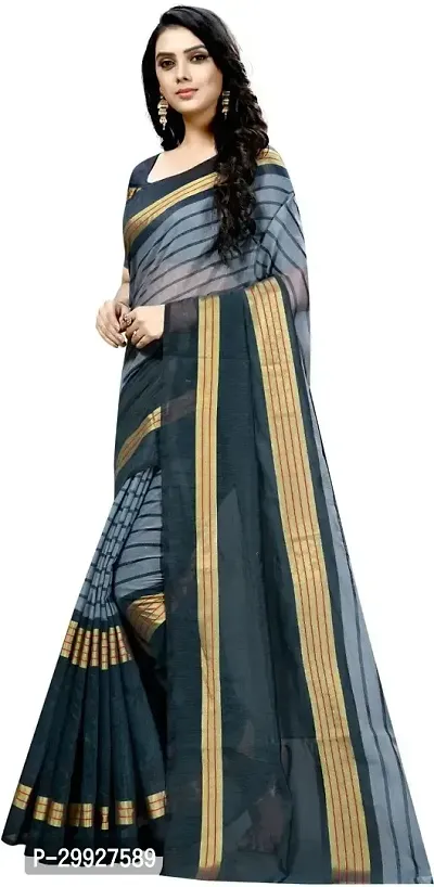 Stylish Fancy Cotton Silk Saree With Blouse Piece For Women-thumb3